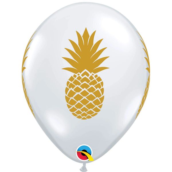 *Gold Pineapple Clear Latex Balloons, 11in - 50ct