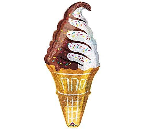 (#44) Ice Cream Balloon - Cone Super Shape Foil Balloon, 41in - Food Balloons