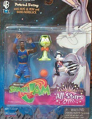 *Vintage WB Space Jam - Patrick Ewing Figure with Pepe Le Pew and Bang Nerdluck, 1997