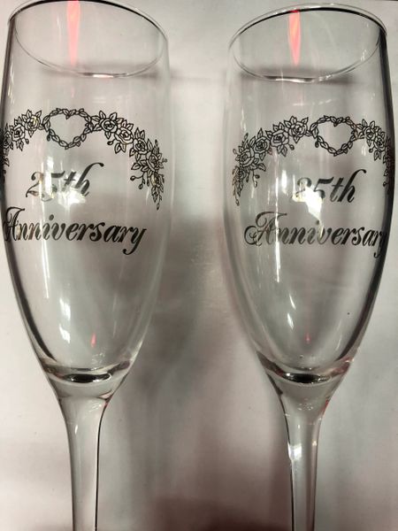 *25th Anniversary Champagne Flute Glasses - Celebration