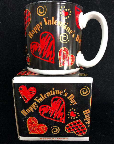 BOGO SALE - Happy Valentine’s Day Mug - Coffee Mug, Tea Cup, 12oz - Black, Red - Valentines Day Gifts