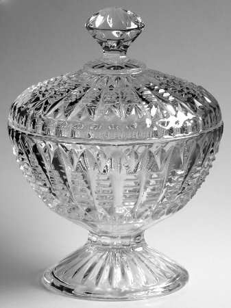 Mikasa English Fern Round Crystal Candy Bowl with Lid - Wedding, Bridal Gifts