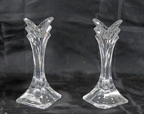 *Rare Mikasa Crystal Taper Candlelight Holders Set - Romance - Wedding Gifts, Bridal, Engagement - 2ct