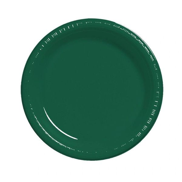 *Solid Green Plastic Party Cake Plates, 7in - 20ct