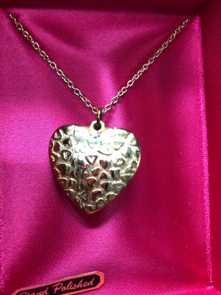 Gold Heart Charm Necklace Costume Jewelry - Love - Valentines - Mom Gifts - Mother's Day