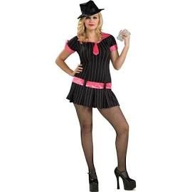 Plus Size Gangster Moll Girl Costume Dress, Black, Pink - Mobster - Couple Costume - Halloween Sale - under $20