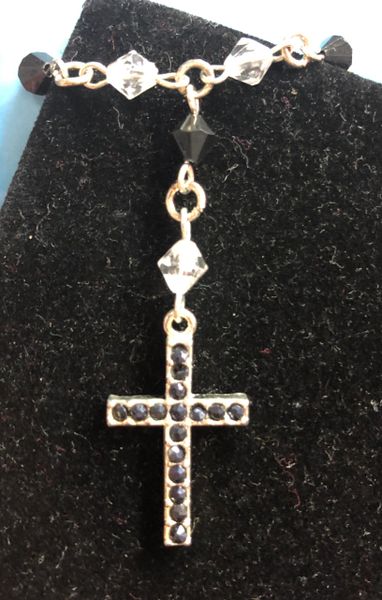 Black Rosary Cross Necklace - Costume Jewelry - After Halloween Sale - under $20