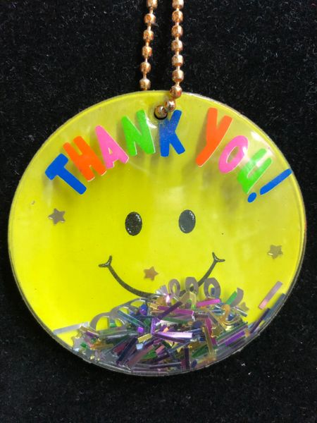 *Thank You! Smiley Face Puffy Confetti Charm, 2 Charms