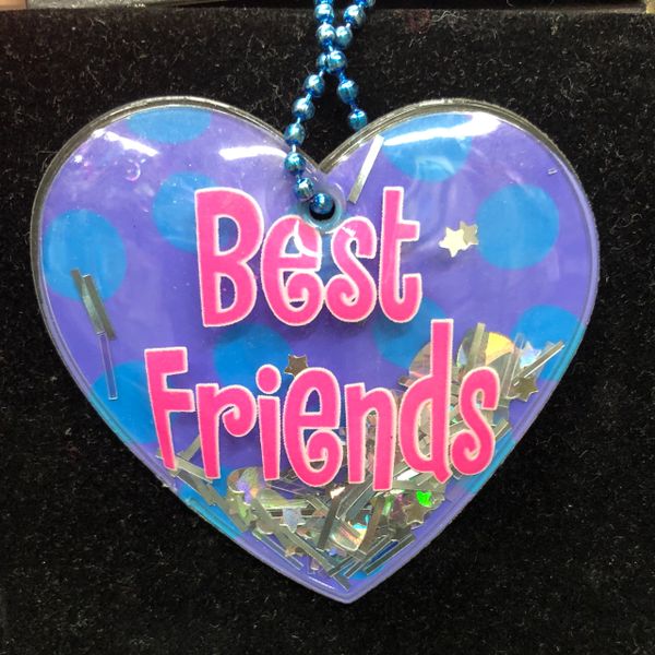 *Best Friends Puffy Heart Shape Confetti Charm, 2 Charms