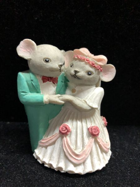 Mini Mouse Bride and Mouse Groom Figure - Wedding Mice Couple, 2.5in - by Russ Berrie - Discontinued