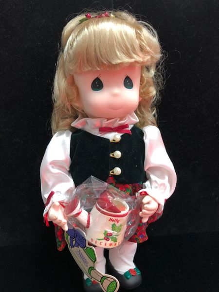 *Rare Vintage Precious Moments Holly December Doll - Gardens of Friends, Blonde Hair, 12in, 1995