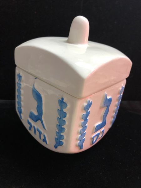 Ceramic Dreidel Trinket Box, Container by Papel