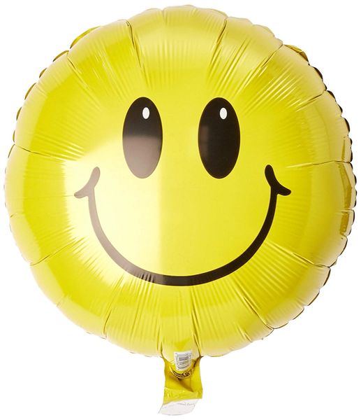 (#16) Smiley Face Yellow Round Foil Balloon, 18in - Emoji