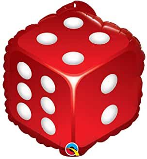 BOGO SALE - Red Dice Foil Balloon, Red, 18in - Casino Party