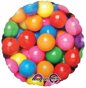 (#3) Rainbow Gumballs Round Foil Balloon, 18in
