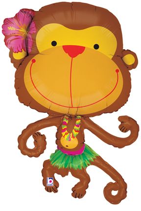 Tropical Monkey Body Shape Balloon, 39in - Luau Party - Hula - Hawaiian