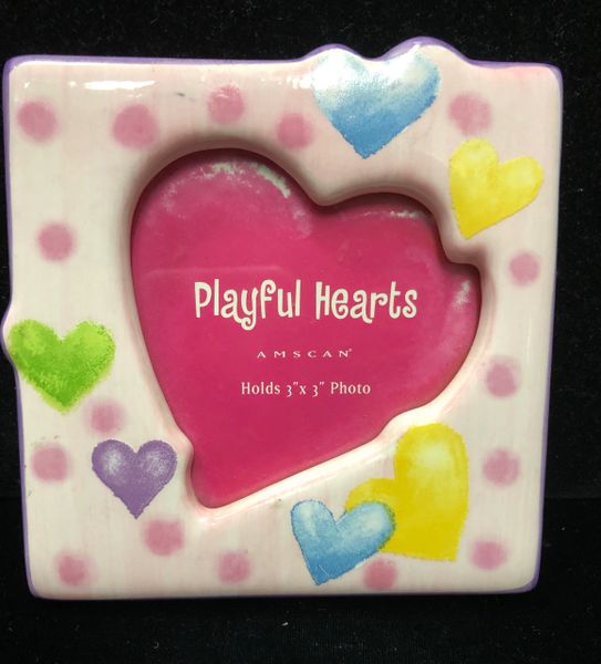 *Rainbow Hearts Picture Frame, 4in - 3x3 Photo - Love - Valentines
