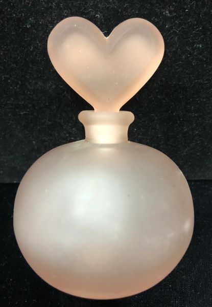 Vintage Pink Smokey Glass Perfume Bottle, Heart Shape Handle, 6in, by Enseco - Mom Gifts - Mother's Day - Christmas