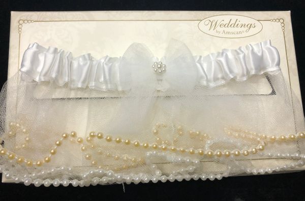 *White Garter, Ivory Pearls - Bridal Shower Gifts