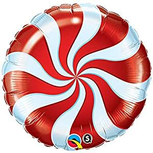 *Red Peppermint Candy Swirl Foil Balloon, 18in