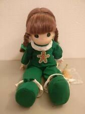 *Rare Vintage Precious Moments Ginger Christmas Doll, Brown Hair, Braids, Green