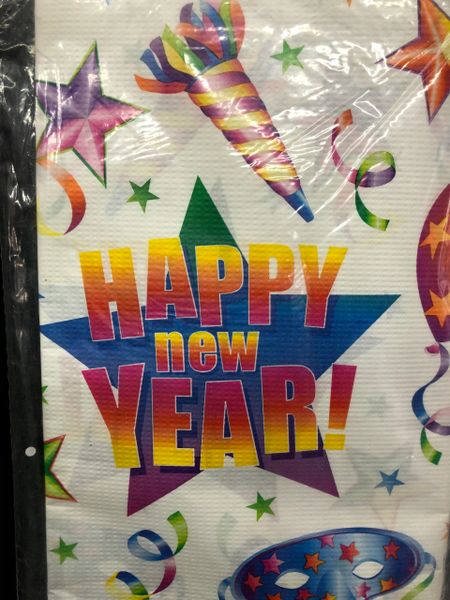 *Happy New Year Party Table Cover, 54x96in - NYE - New Years Eve