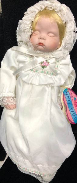 Vintage - DOLL SALE - Rare Hello Dolly Porcelain Blonde Baby Doll, Kelly, 12in, 1988 - By Price