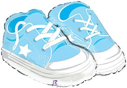 1st Pair of Blue Sneakers Super Shape Foil Balloon, 30in - Boys First Birthday