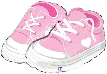 1st Pair of Pink Sneakers Shape Foil Balloon, 30in - Girls First Birthday