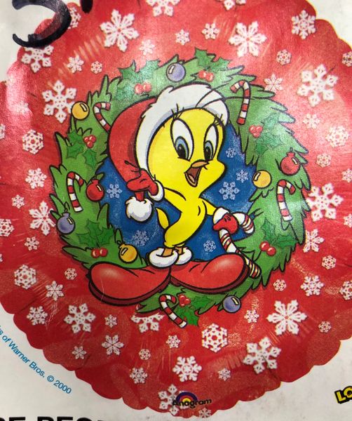 Rare Tweety Christmas Holiday Red Foil Balloon, 18in - Discontinued