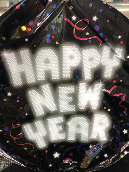 *Happy New Year Party Black Foil Balloon, 18in