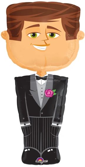 *Handsome Groom Airwalker Super Shape Foil Balloon, 50in - Wedding Balloons - Groom Balloons