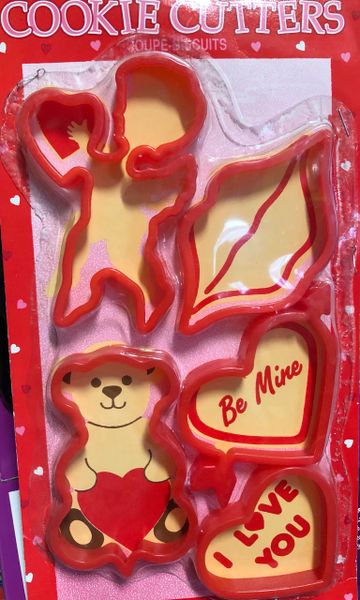 *Valentines Day Cookie Cutters, 5pcs - Hearts, Lips, Cupid, Teddy Bear - Love