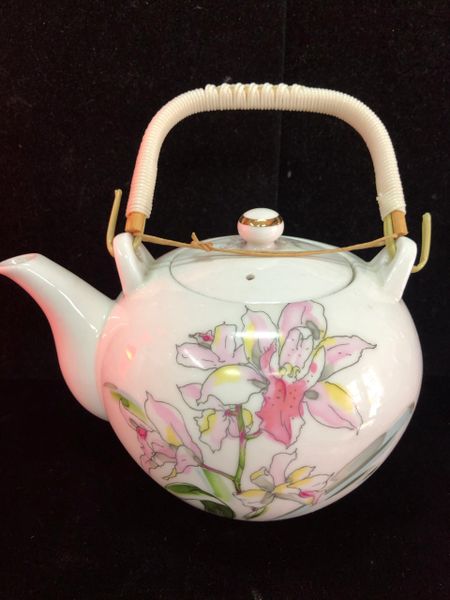 SALE - Floral Orchids Teapot, White - by Price Products - 6in - Mom Gifts - Mother’s Day