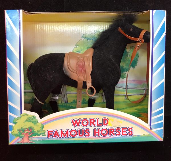 World Famous Horses - Black Horse Figure with Saddle, 6in