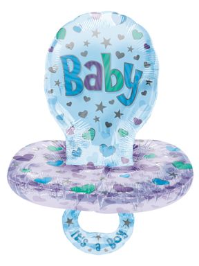 *3D Baby Boy Blue Pacifier Super Shape Balloon, 29in - Baby Shower - Welcome Baby Boy