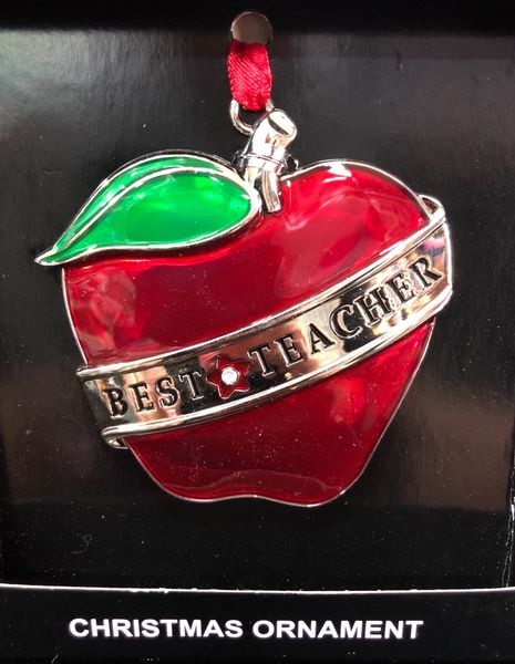 Best Teacher Gift, Shiny Red Apple Ornament, 3in - Holiday Sale