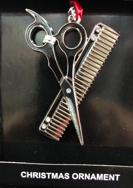 *Barber Tools Christmas Ornament, Hairstylist Scissors and Comb - Hairdresser - Holiday Novelty Gifts