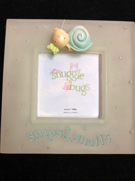 SALE - Baby Picture Frame, Snips & Snails Snuggle Bugs, 3x3in Photo
