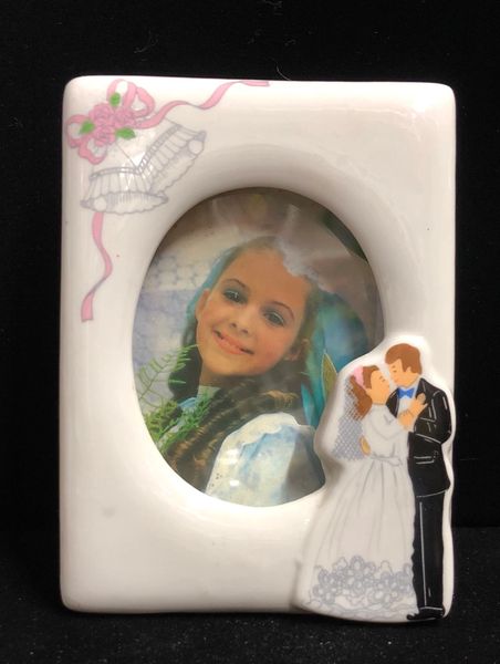 SALE - Bride & Groom Wedding Couple Picture Frame, Bridal Bells, 5in, 2x3 - Bridal - Wedding Gifts