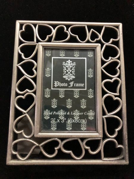 SALE - Hearts Picture Frame, 5in - 2X3 Photo, Metal - Love -Valentines Day Gifts - Frame Sale