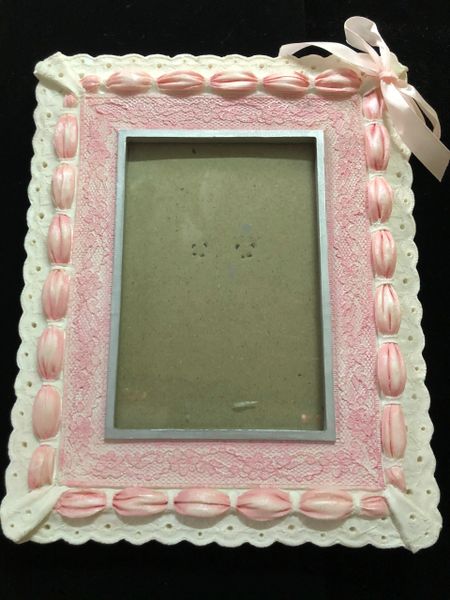 SALE - Pink Ribbons Picture Frame, 8in - 4x6 Photo - Mom Gifts - Mother's Day