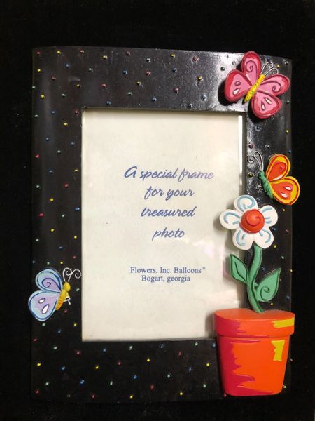 Flowers & Butterflies Black Picture Frame, 8in - 4x6 Photo - Mom Gifts - Mother's Day