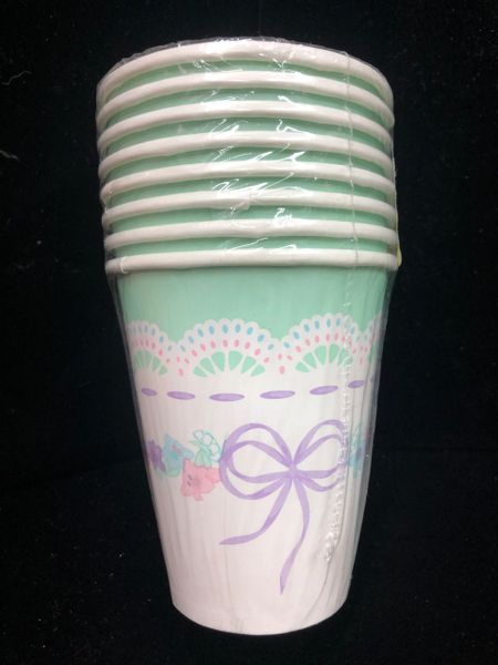 Christening Day Party Cups,9oz - 16ct - White, Mint Green