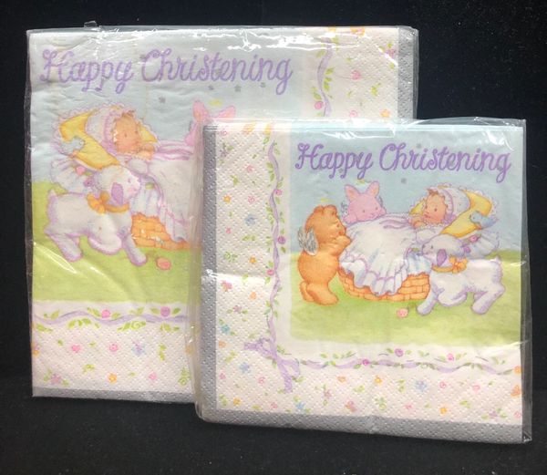 BOGO SALE - Heavenly Moments Baby Christening Party Beverage & Luncheon Napkins, 8ct - Baptism