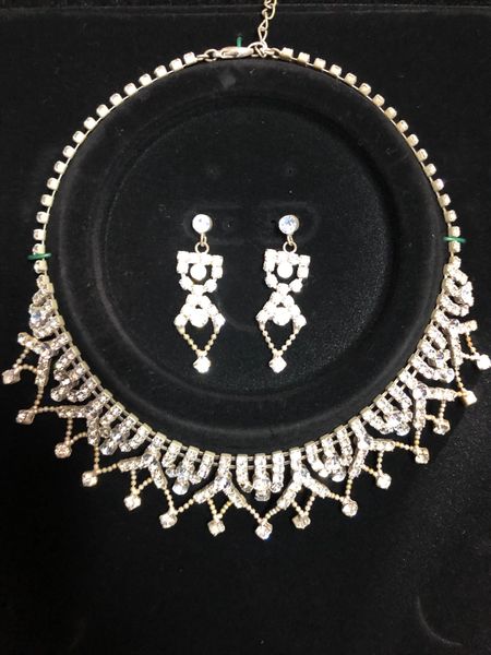 Rhinestone Necklace & Earring Set Costume Jewelry