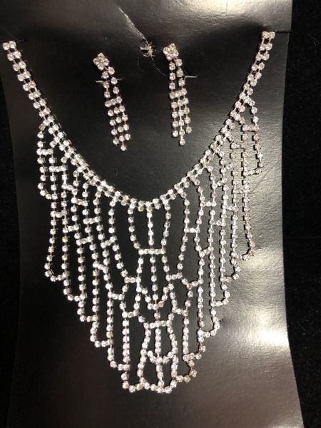 Rhinestone Necklace & Earring Set - Costume Jewelry