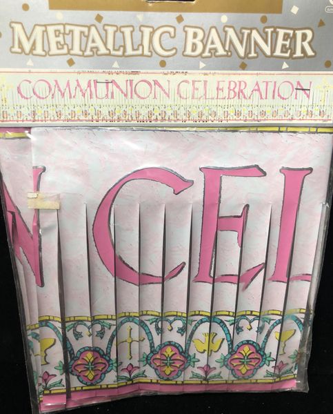 Pink Communion Celebration Fringe Banner Decoration, 5ft