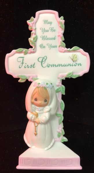 *Rare Precious Moments First Communion Porcelain Cross Figurine, 6in - 2002 - by Enesco