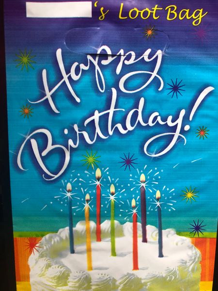 Happy Birthday Cake with Candles, Party Goody/Loot Bags - 8ct